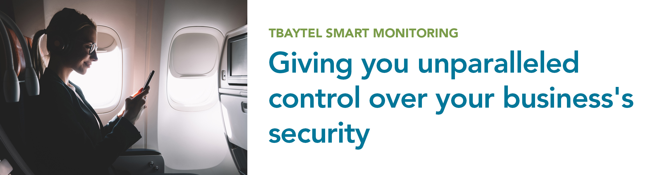 Business owner setting their security system from a plane